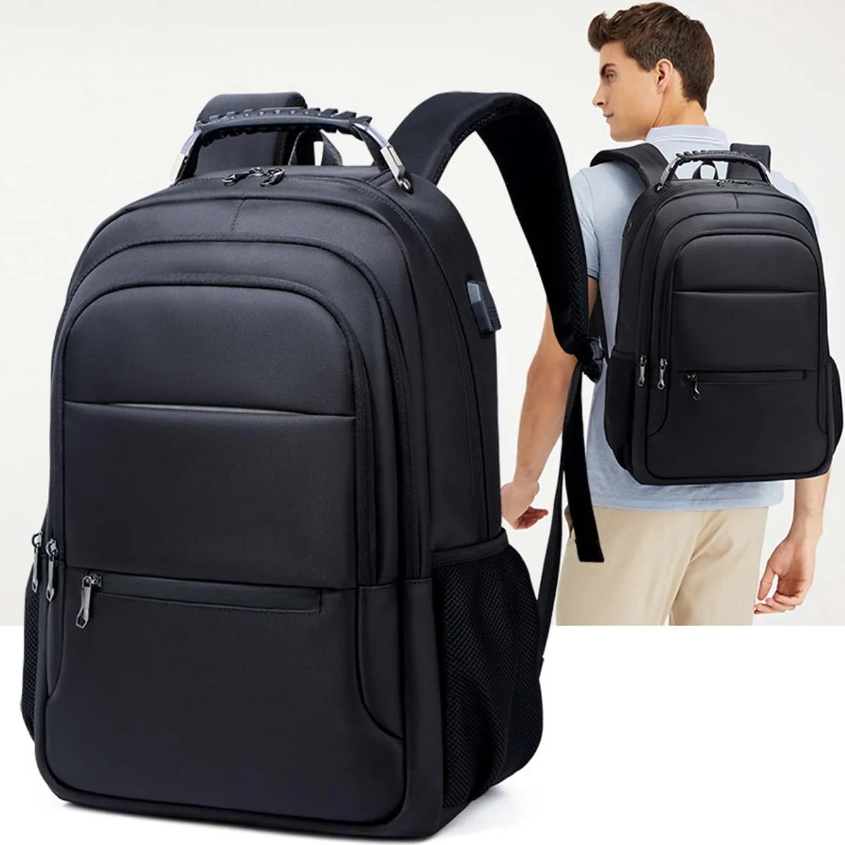 17 Inch Large Capacity Laptop Backpack w/ USB Charging Port 3