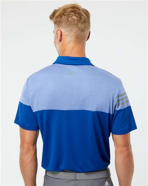 Men's Heathered 3-Stripes Colorblocked Polo - A213 32