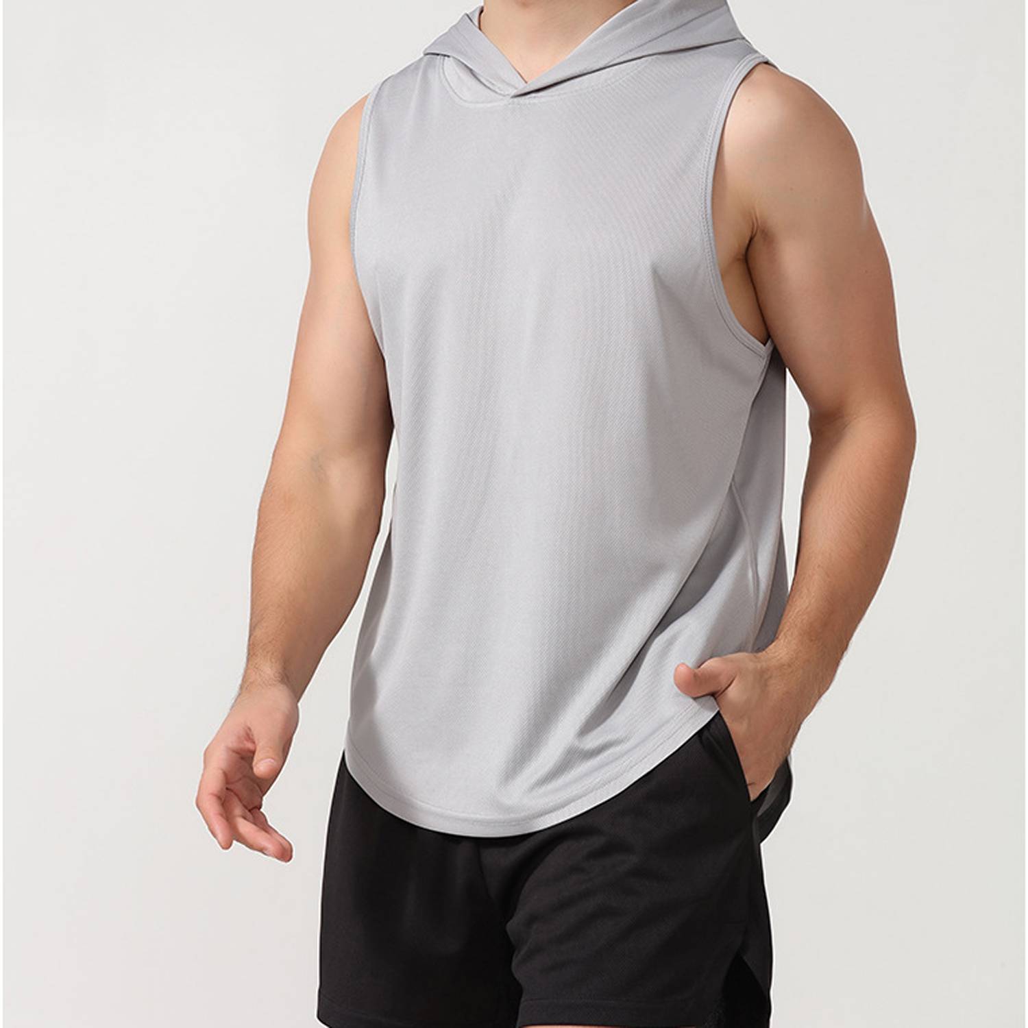 Quick Drying Loose Hooded Fitness Sport Vest 3