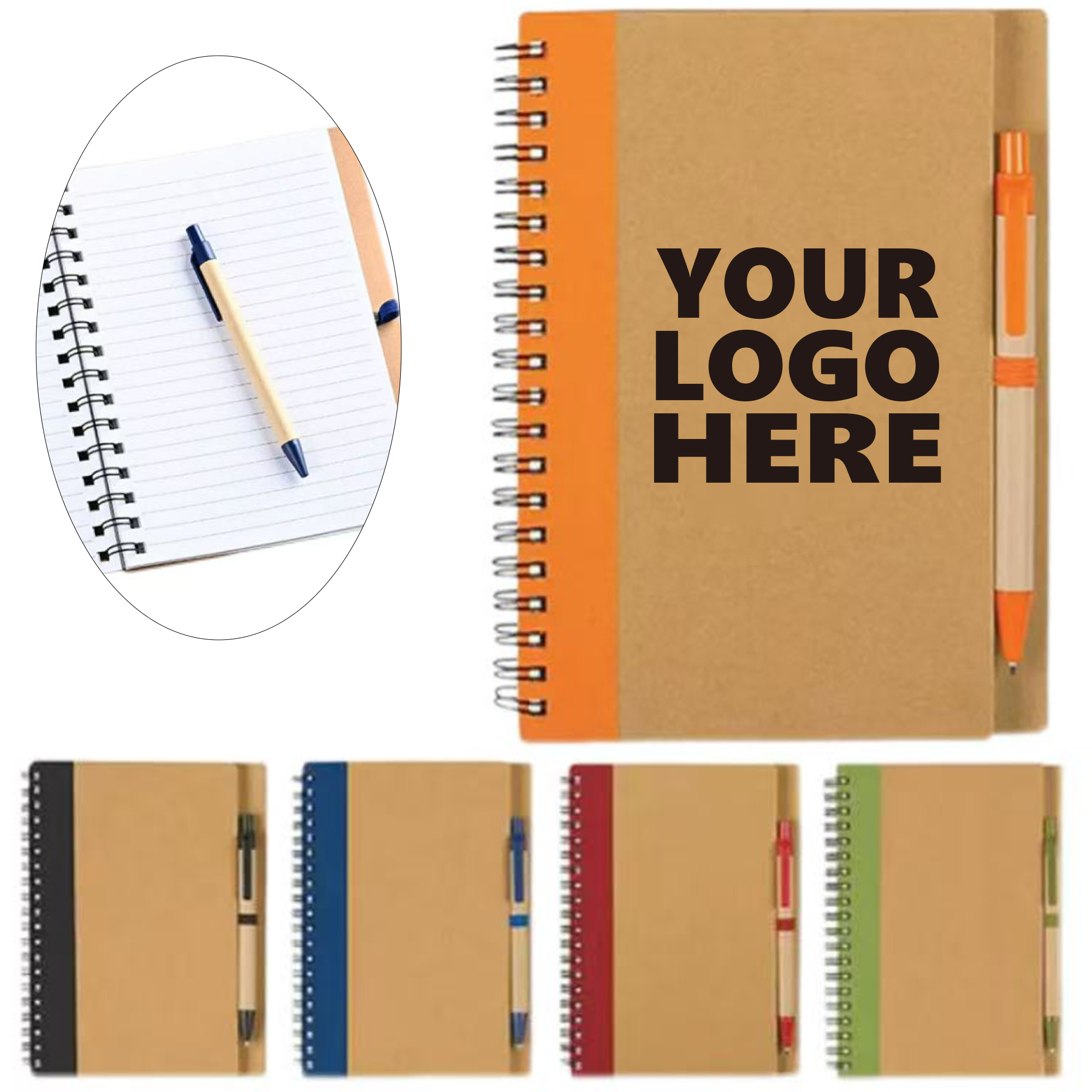 Kraft Paper Cover Notebook with Attached Pen 2