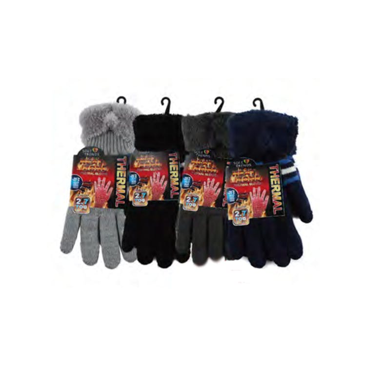 Fur-Cuffed Knit Gloves Assorted 2