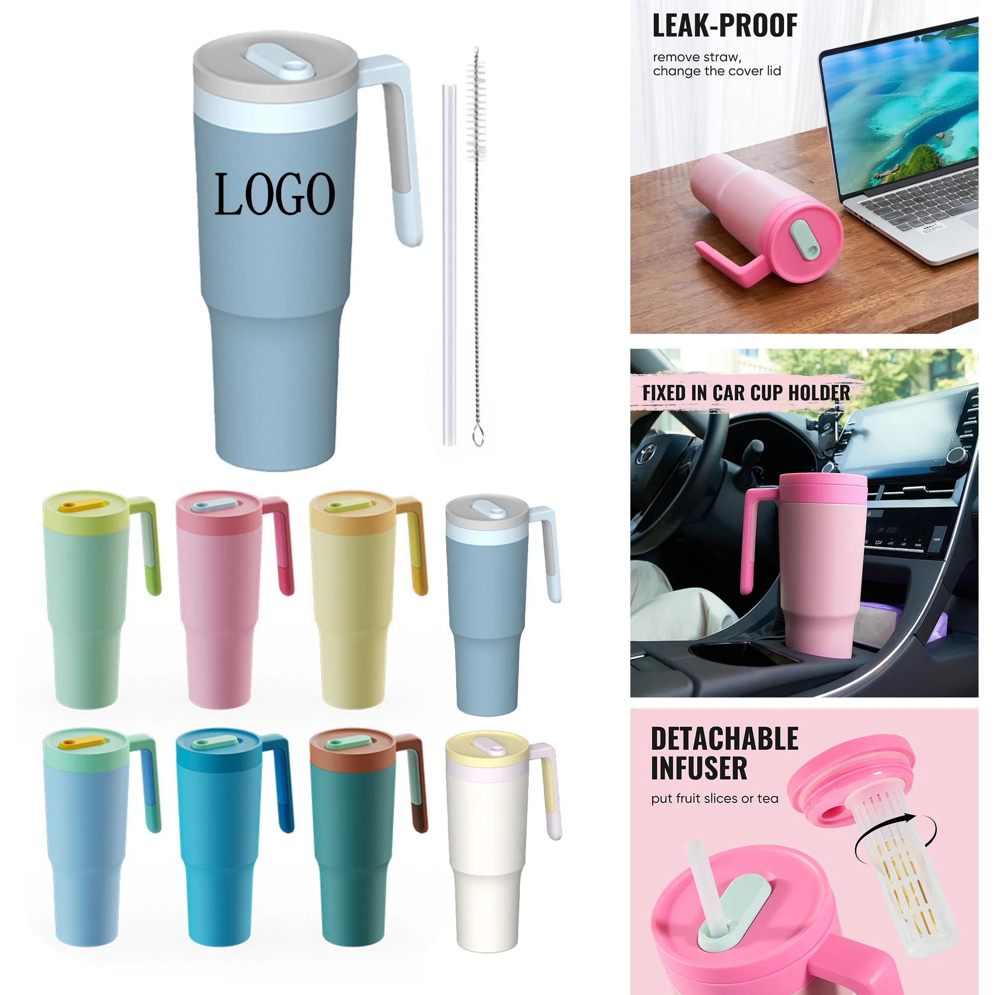 New 40oz Straw Cup with Handle 4