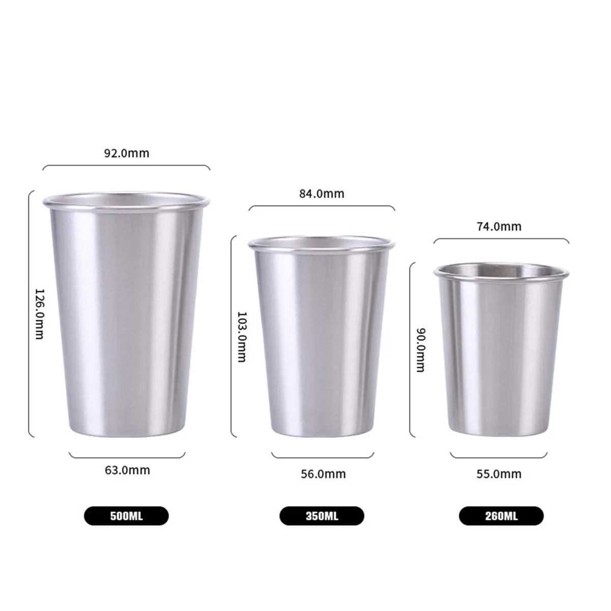 16oz Unbreakable Stackable Stainless Steel Drinking Cup 2