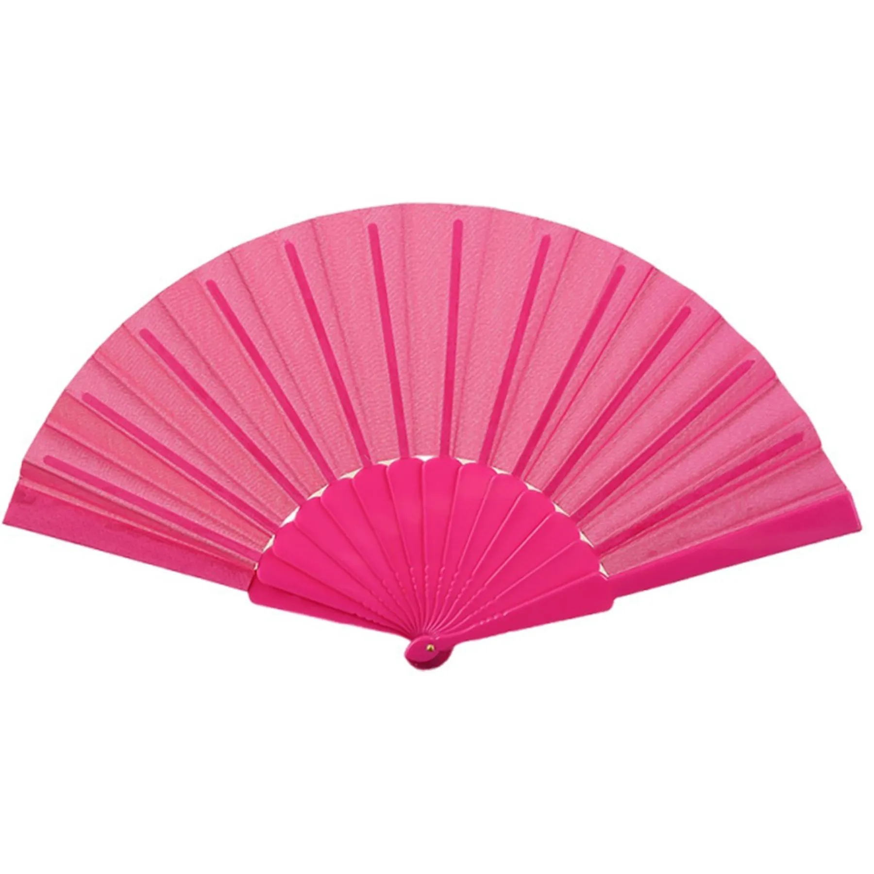 Nylon Folding Hand Fan W/ Plastic handle 14