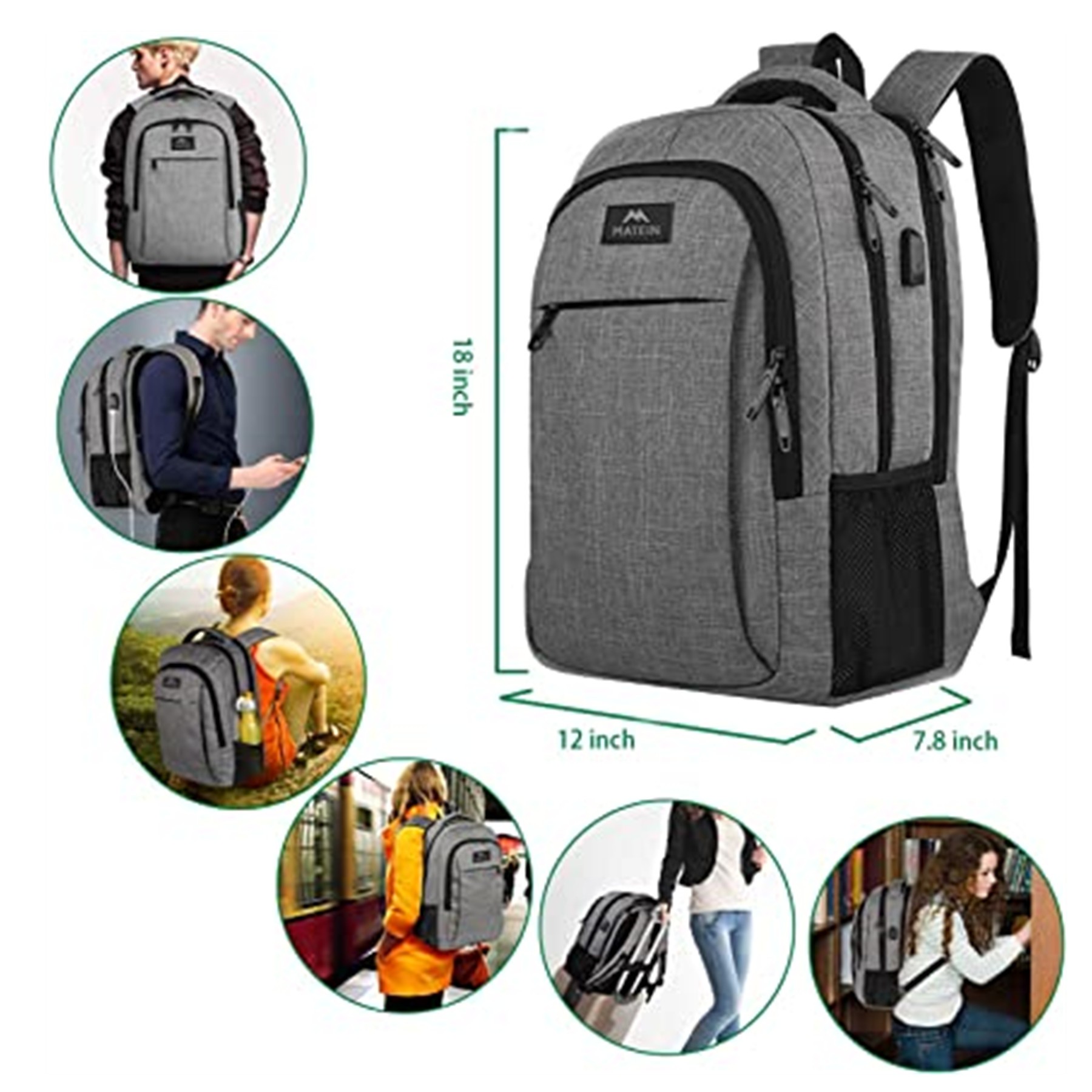 USB waterproof Travel Laptop Backpack 2