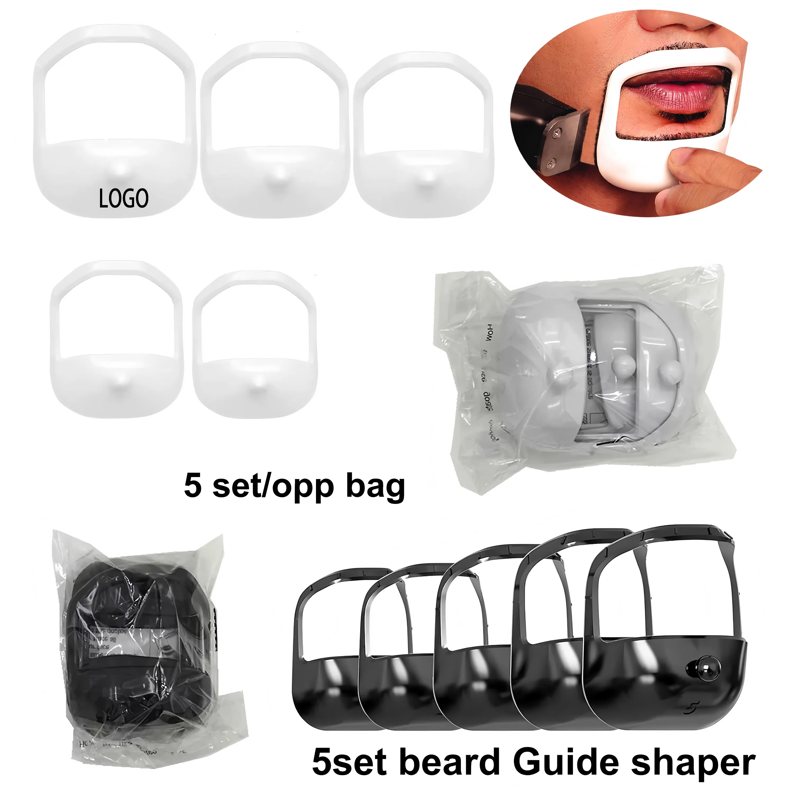 Professional Beard Shaping Kit 5pc Set for Men Wholesale Barber Grooming Tools 6