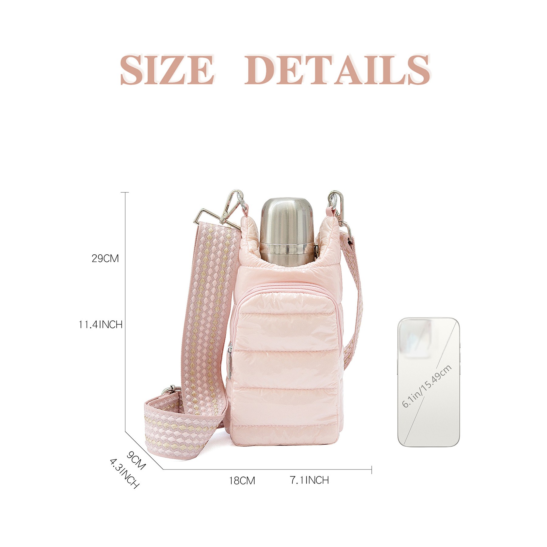 Water Bottle Holder Carrier Shoulder Bag With Strap Water Bottle Puffer Bag 3
