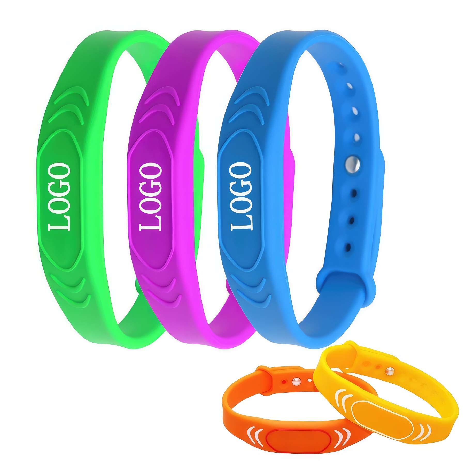 RFID Rewritable Writable Silicone Wristband Black Adult Size 1