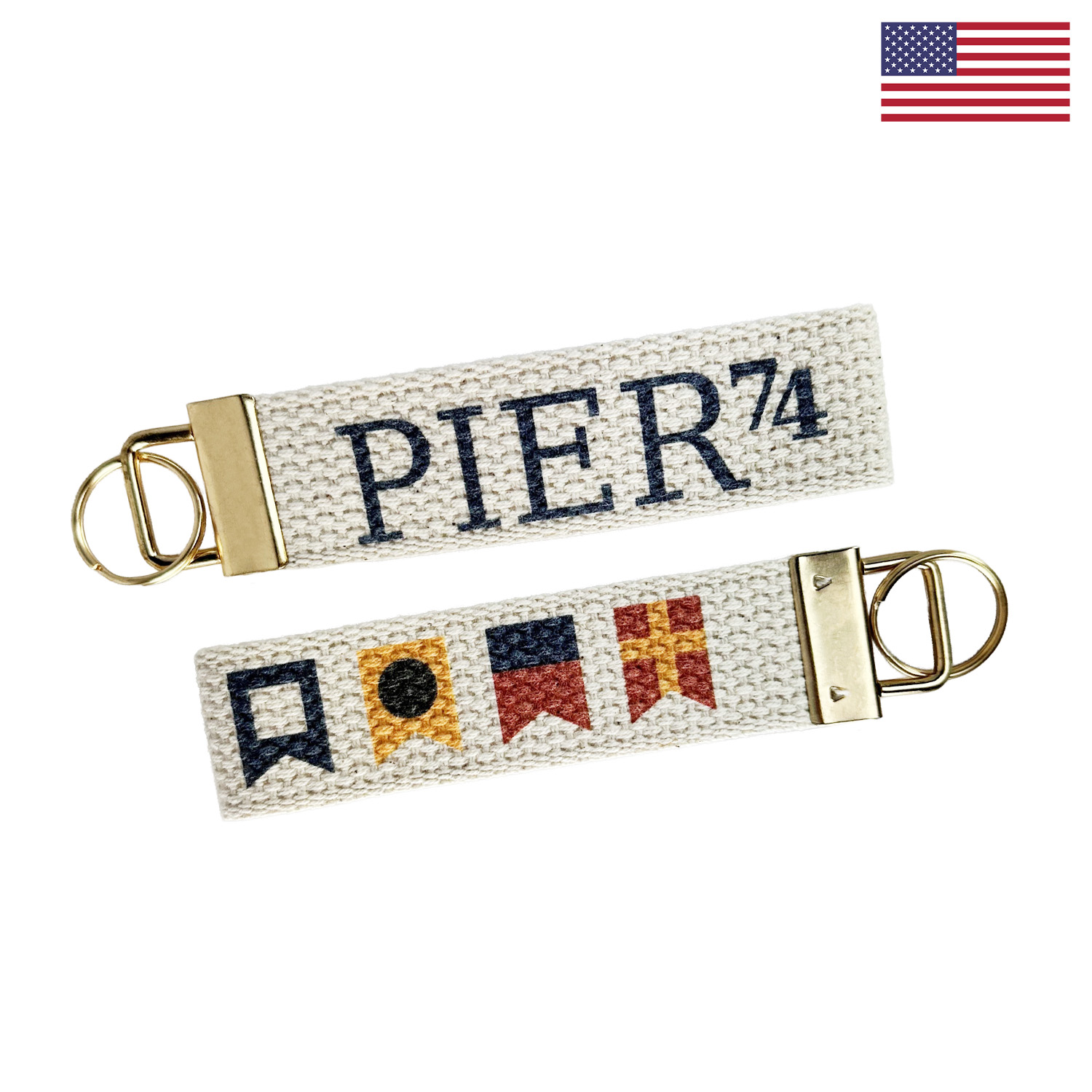 5" Full Color Cotton Key Strap w/ Gold-Colored Hardware