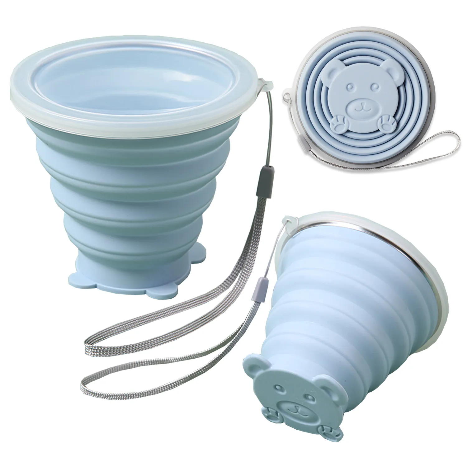 Silicone Folding Camping Reusable Portable Cup with Lids 5