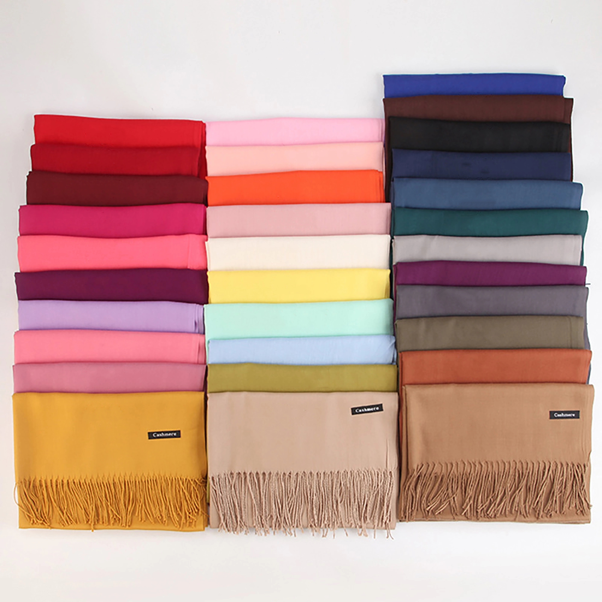 MOQ 50pcs Cashmere Pashmina Woven Scarf With Fringes 3