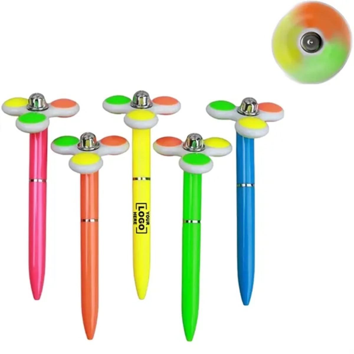 Plastic Pen With Colorful Spinner Top 2