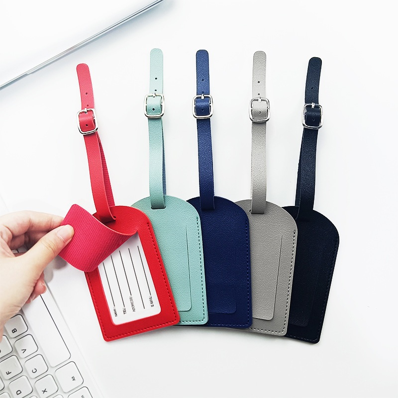 PU Leather Luggage Tag W/ Flip Open Window