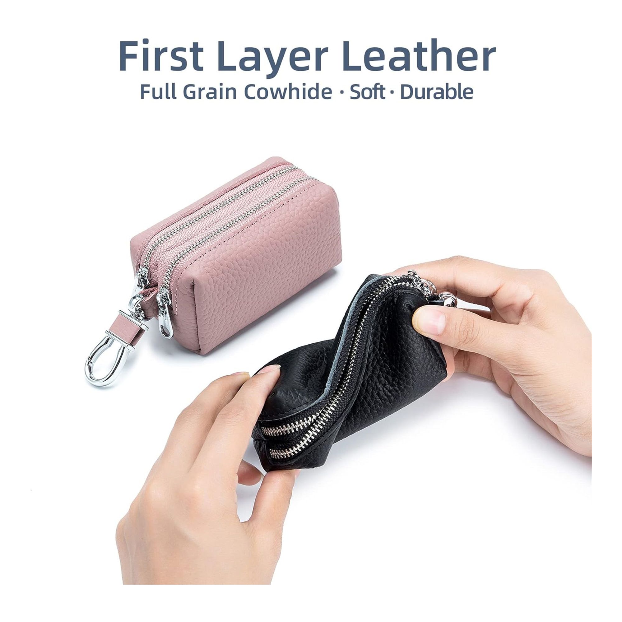Unisex Double Zipper Keychain Wallet 3