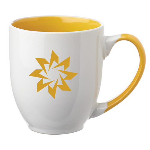 Two-Tone Bistro Style Ceramic Mug with Contrasting Handle, 10
