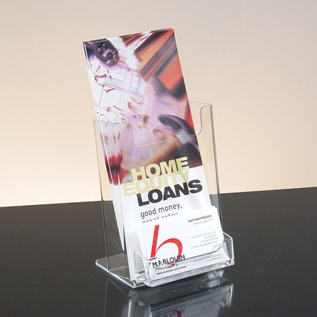 Single Pocket Brochure Holder for 4w x 6h x 1-3/4d Black Acrylic