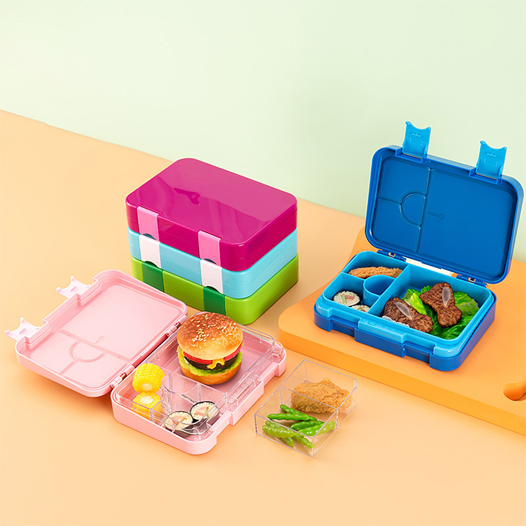 4-Compartment Bento-Style Lunch Box with Removable Divider 2