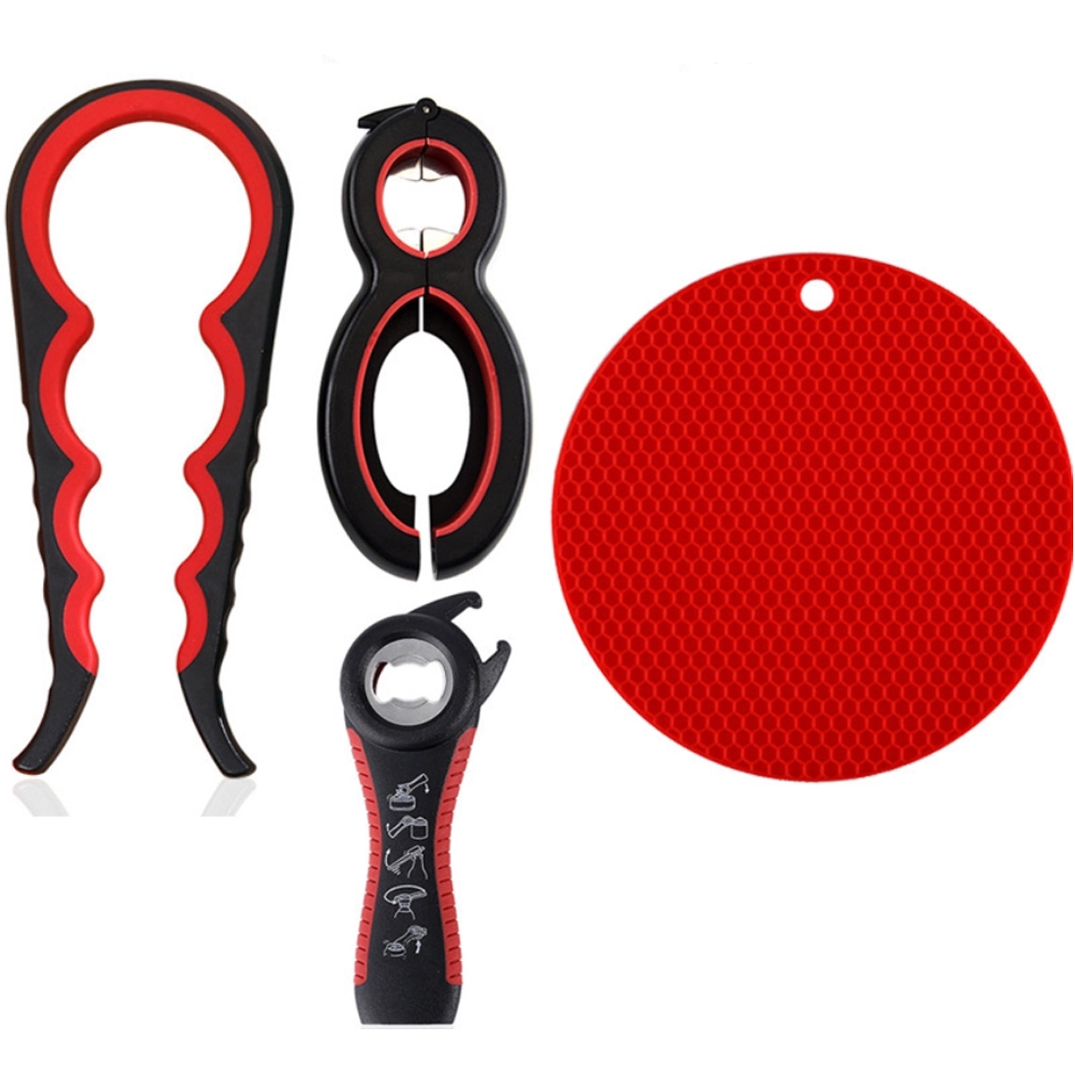 Pad Rubber Can Lid Multifunction Jar Bottle Opener 4Pcs 3
