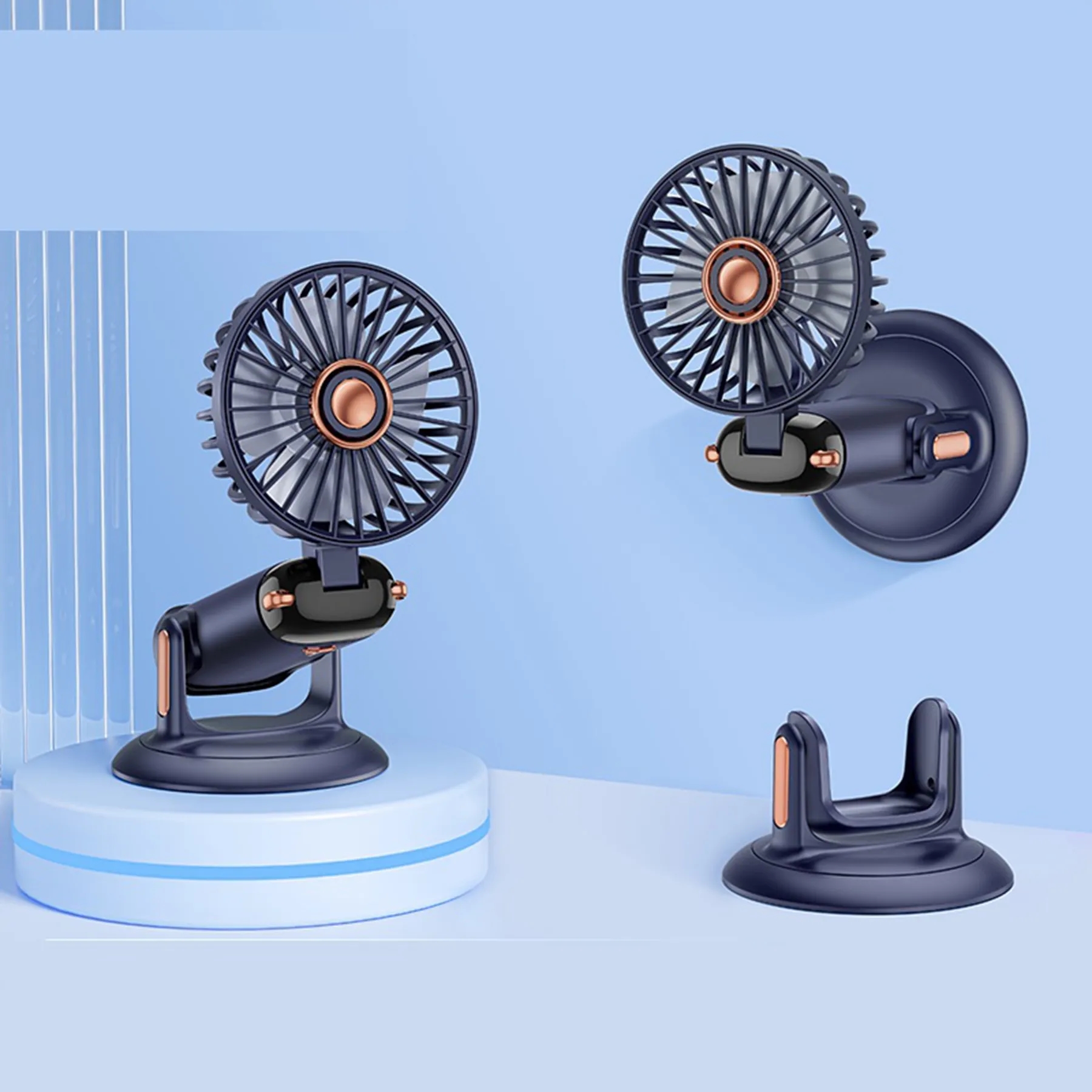 2400 mAh Foldable USB Rechargeable  LED Display Handheld Fan 3