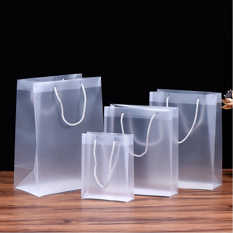 White Clear Frosted Plastic Gift Bag 3