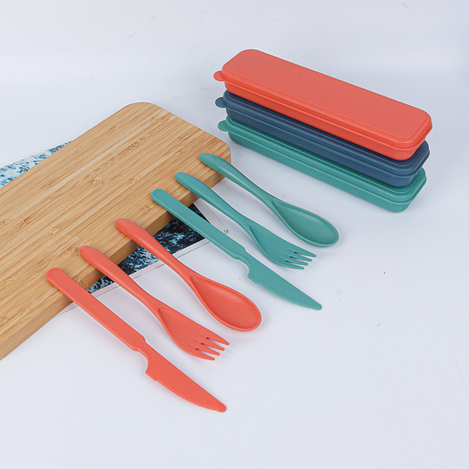 Wheat Straw Spoons Knives Forks Set with Case 3