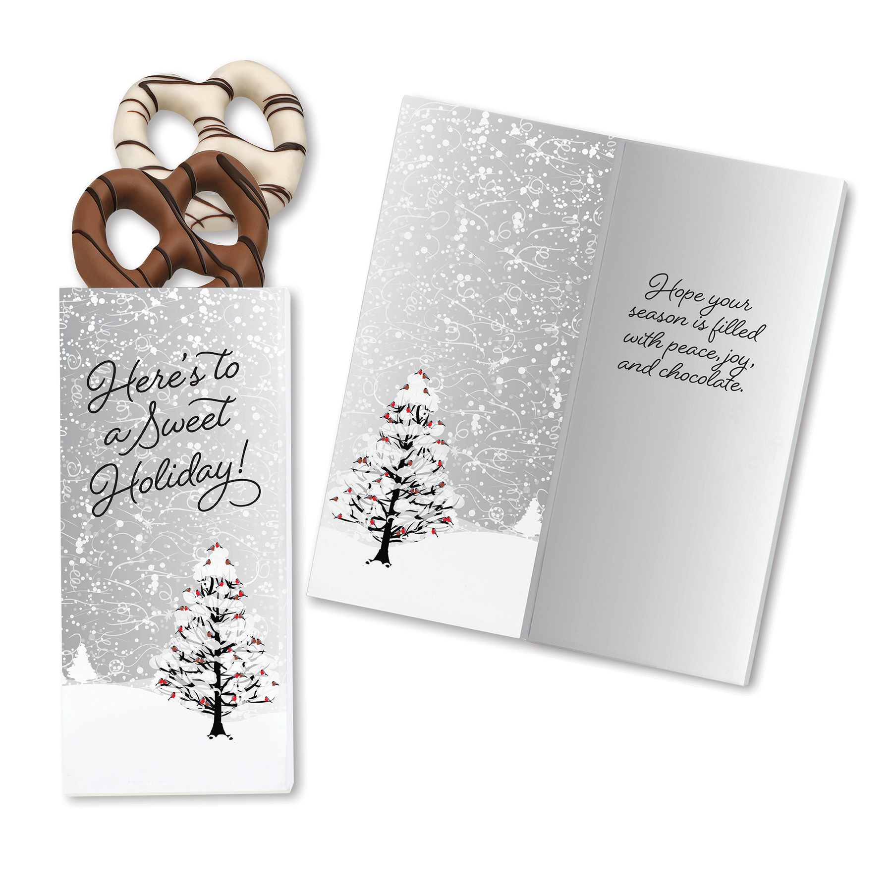 One Color Foil-Stamped Stock Cardinals Sweeter Cards with Chocolate Dipped Pretzels 3