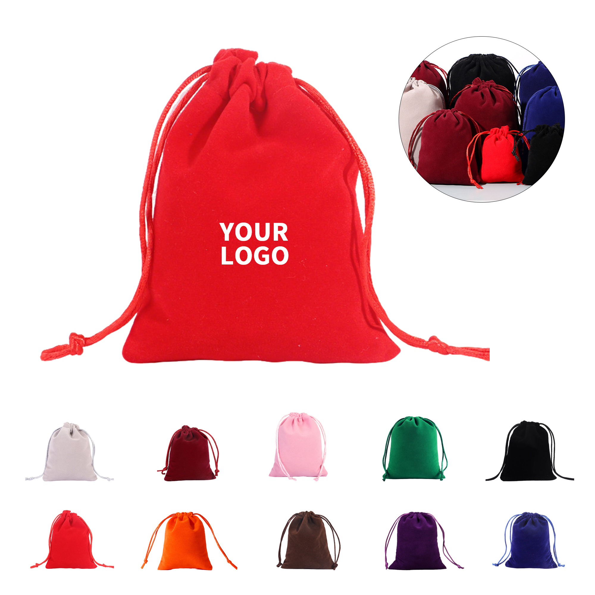 Velvet Gift Drawstring Pouch Dual Cord 4