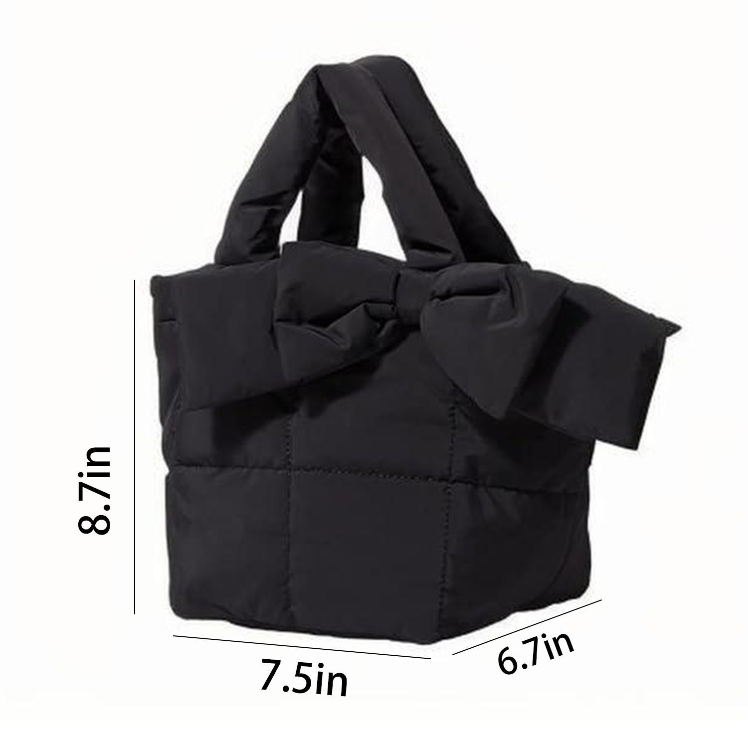 Female Simple Soft Down Bowknot Handbag Tote Bag 7