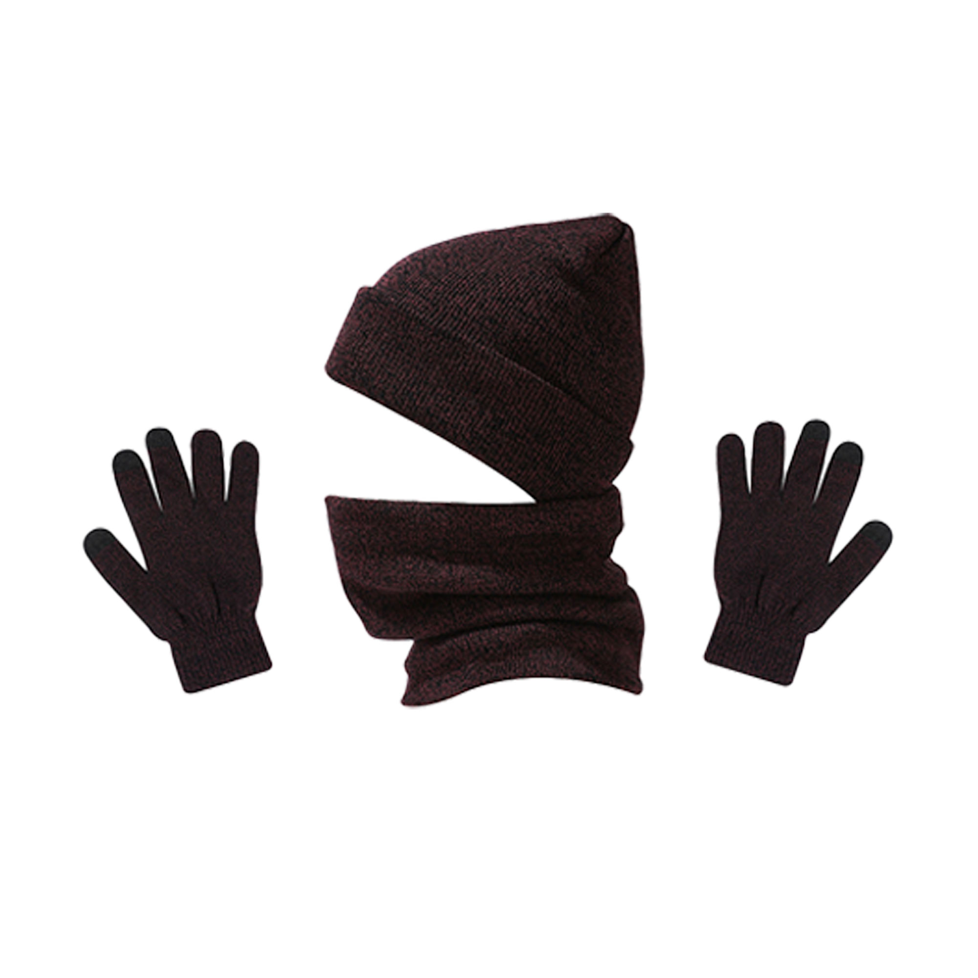 3 in 1 Winter Beanie Hat Scarf Touchscreen Gloves Set 5