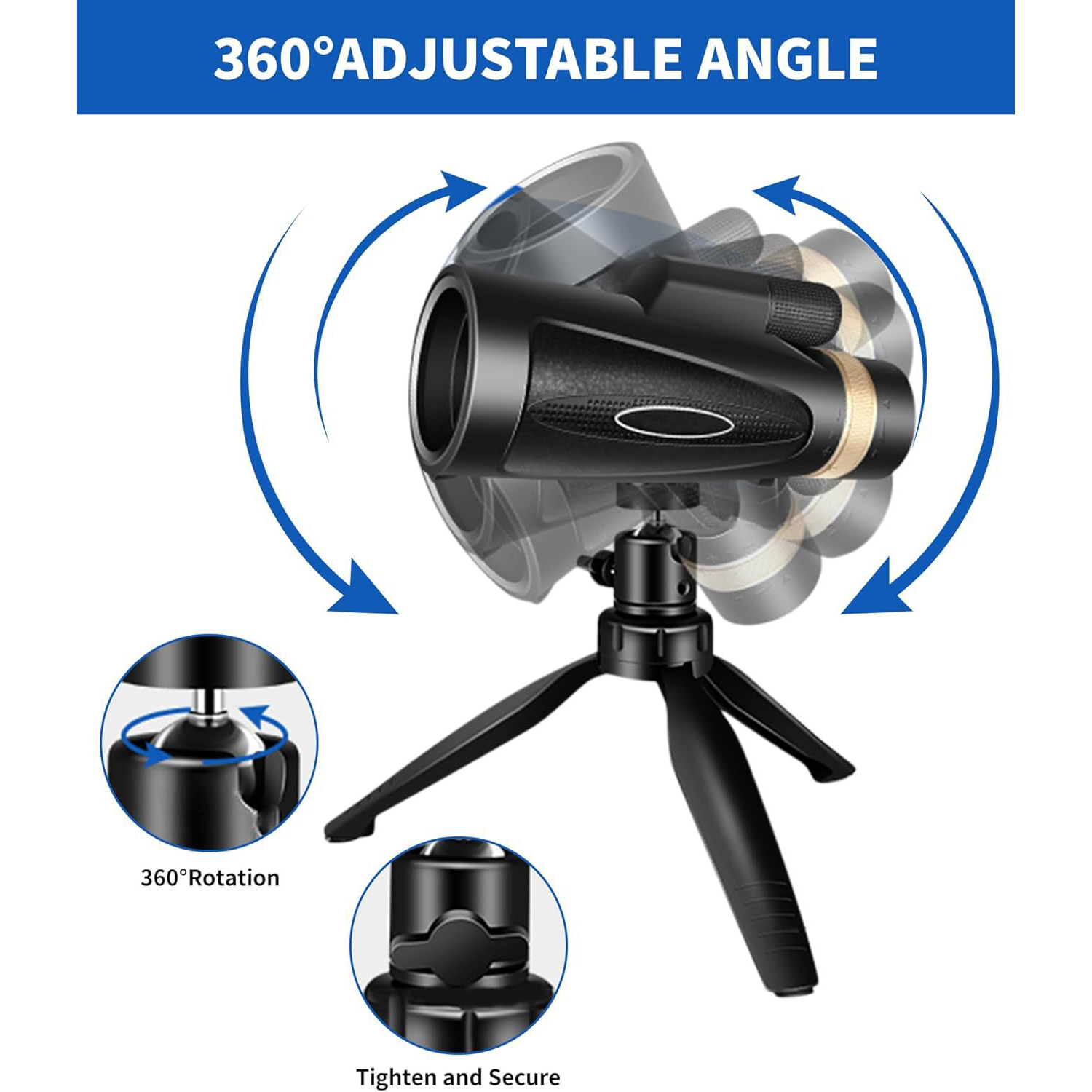 Monocular Telescope w/ Smartphone Adapter Tripod 3