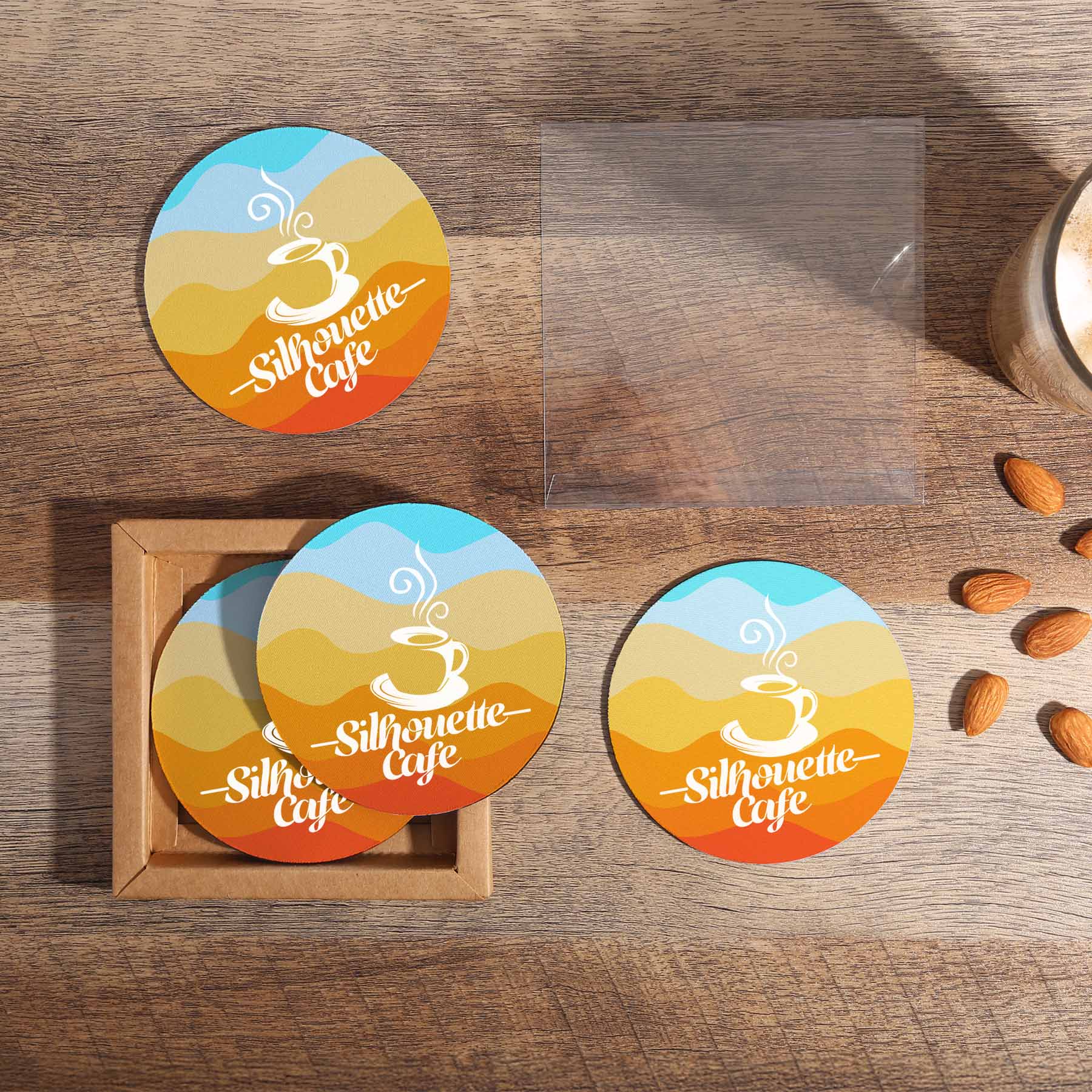 4 Pc reGen Recycled Polyester Round Dye Sub Coaster Set-Beacon
