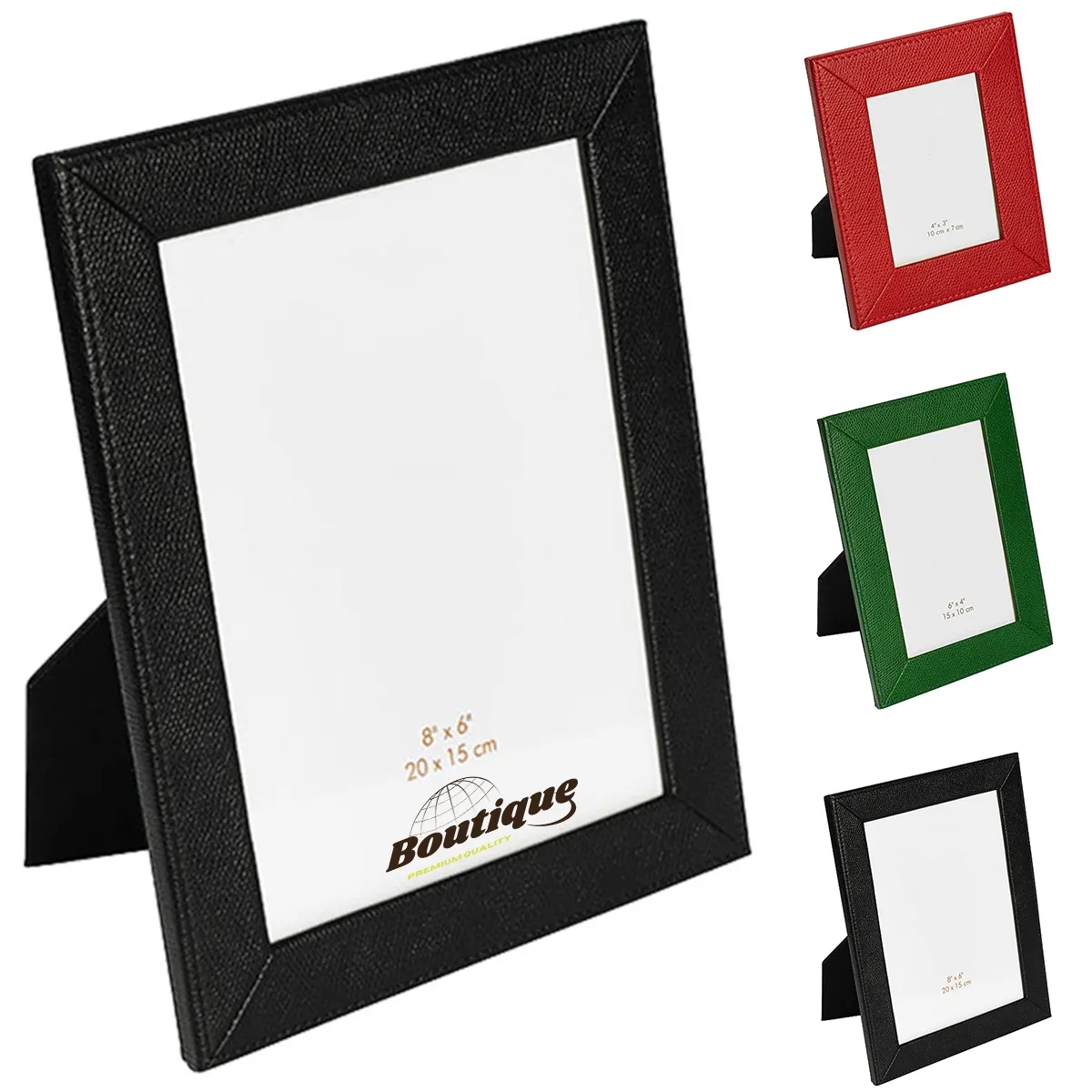 Leather Picture Photo Frame Leather Border Fabric Easel 4