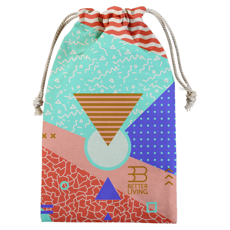 Tall Vibrant Cotton Drawstring Pouch 3