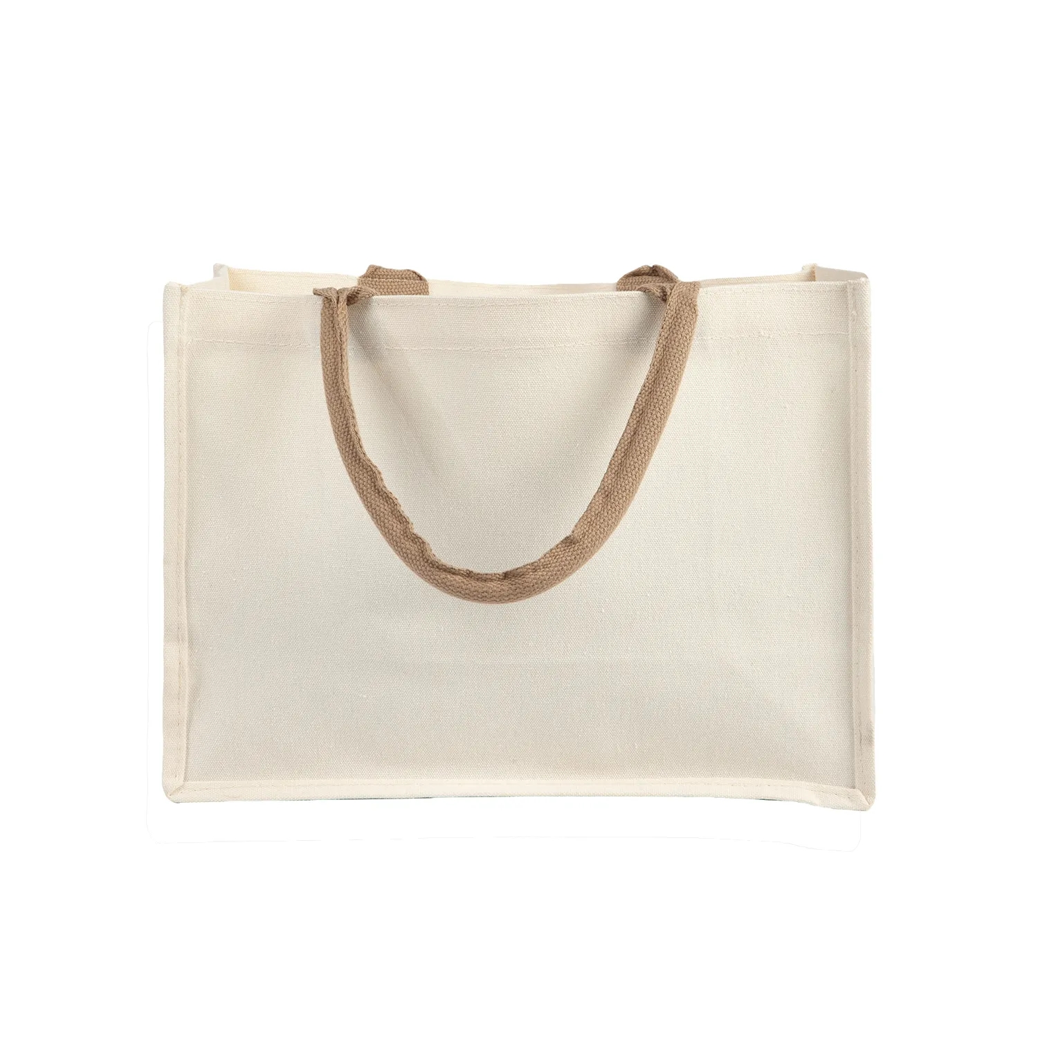 Jute Pocket Tote in White, custom tote bag with logo imprint 3