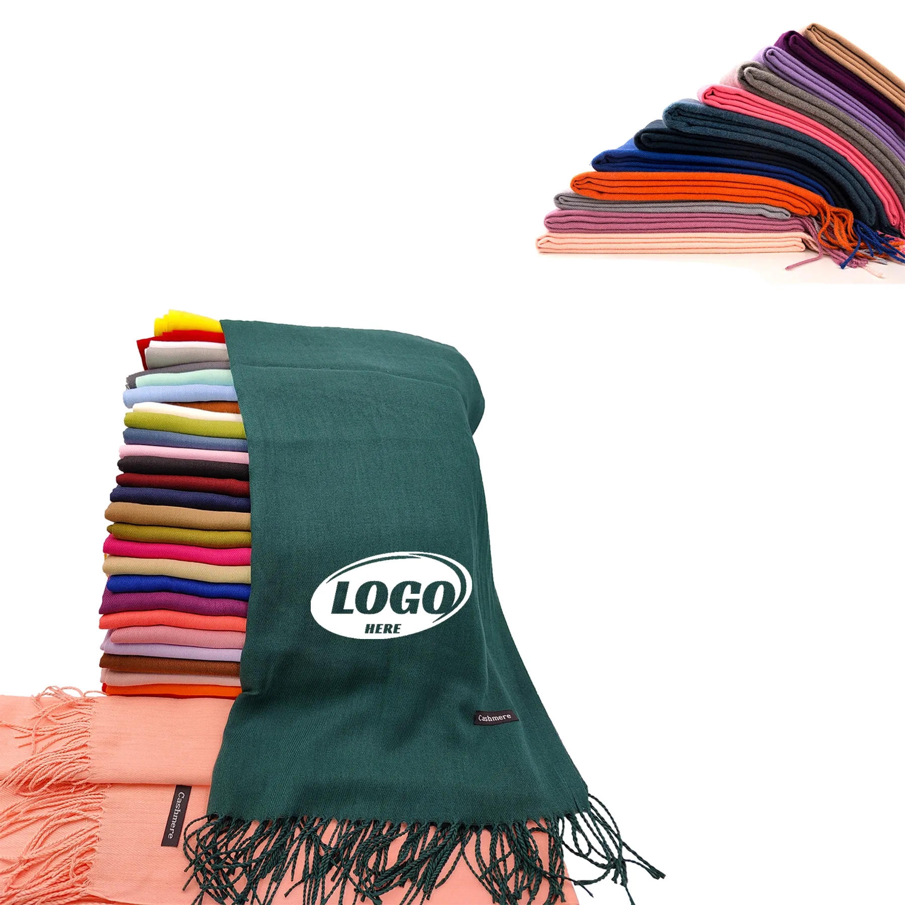 MOQ50Pcs Cashmere Pashmina Woven Scarf With Fringes