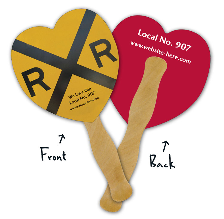 Mini Hand Fan - 5.25x5.5 Heart Shaped Laminated - 14 pt. 1