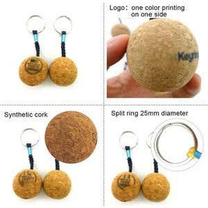 Custom Soft Wooden Cork Ball Keychain Floating Key-Ring Cork 1