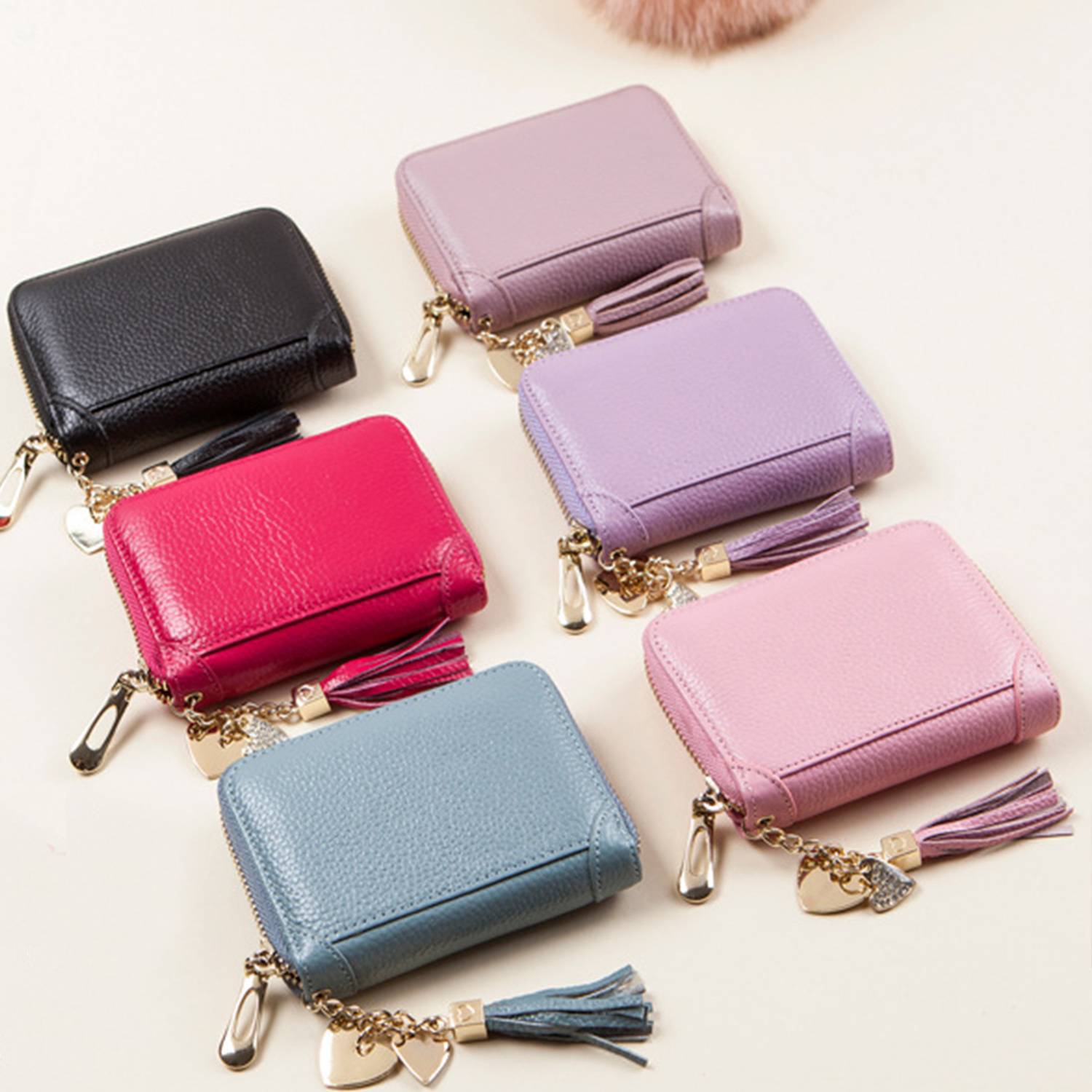 PU Leather Women's Tassels Bank Card Case Bag 6