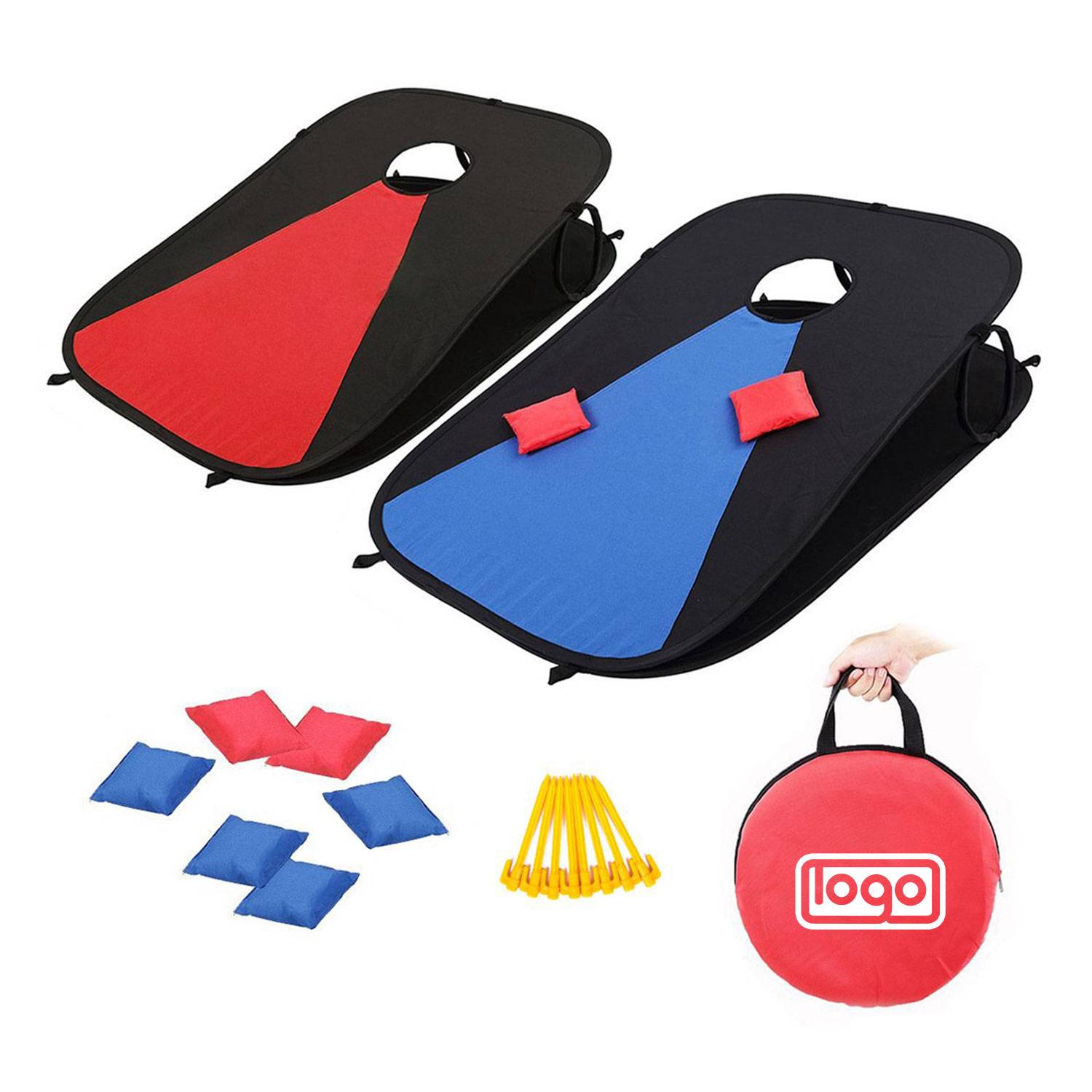 Portable Cornhole Set with 8 Bags & Case