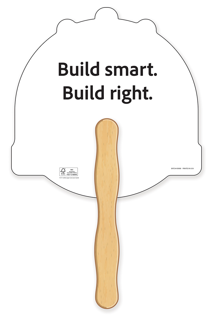 HAND FANS - Full Color, Hard Hat Shaped Hand Fan 4