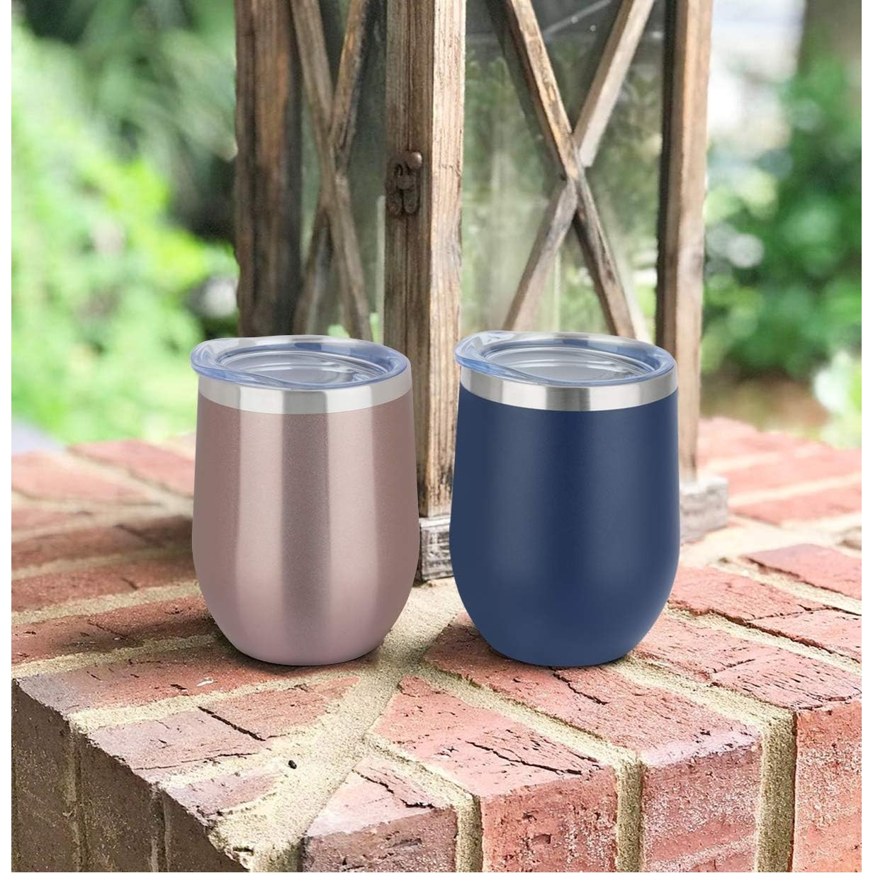 12 ounce Steel insulated wine/whisky tumbler with locking lid and straw 2