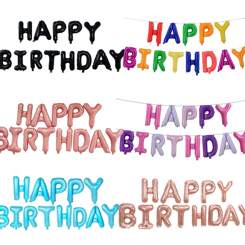 16" Happy Birthday Balloons Banner 3D Mult Package 7