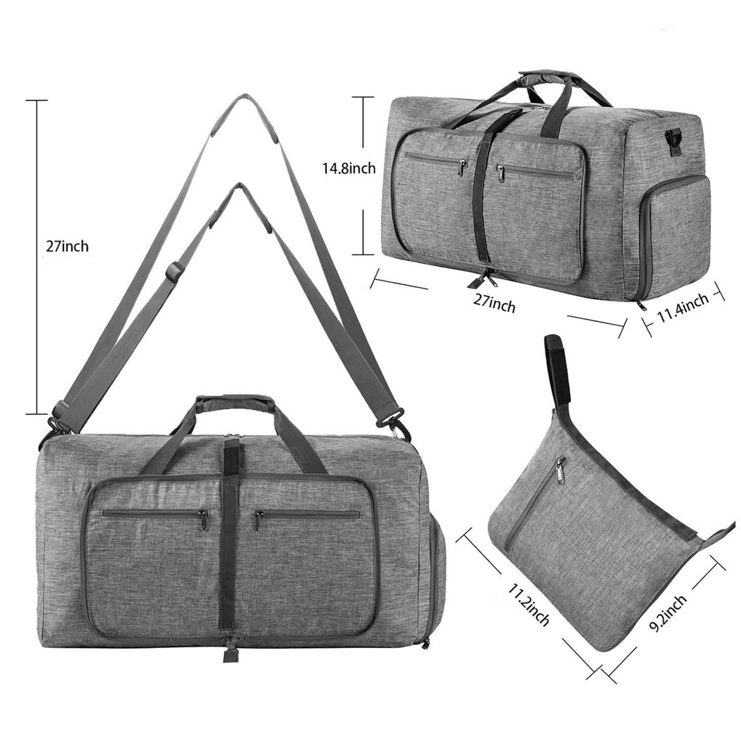 Folding portable travel duffel bag 1