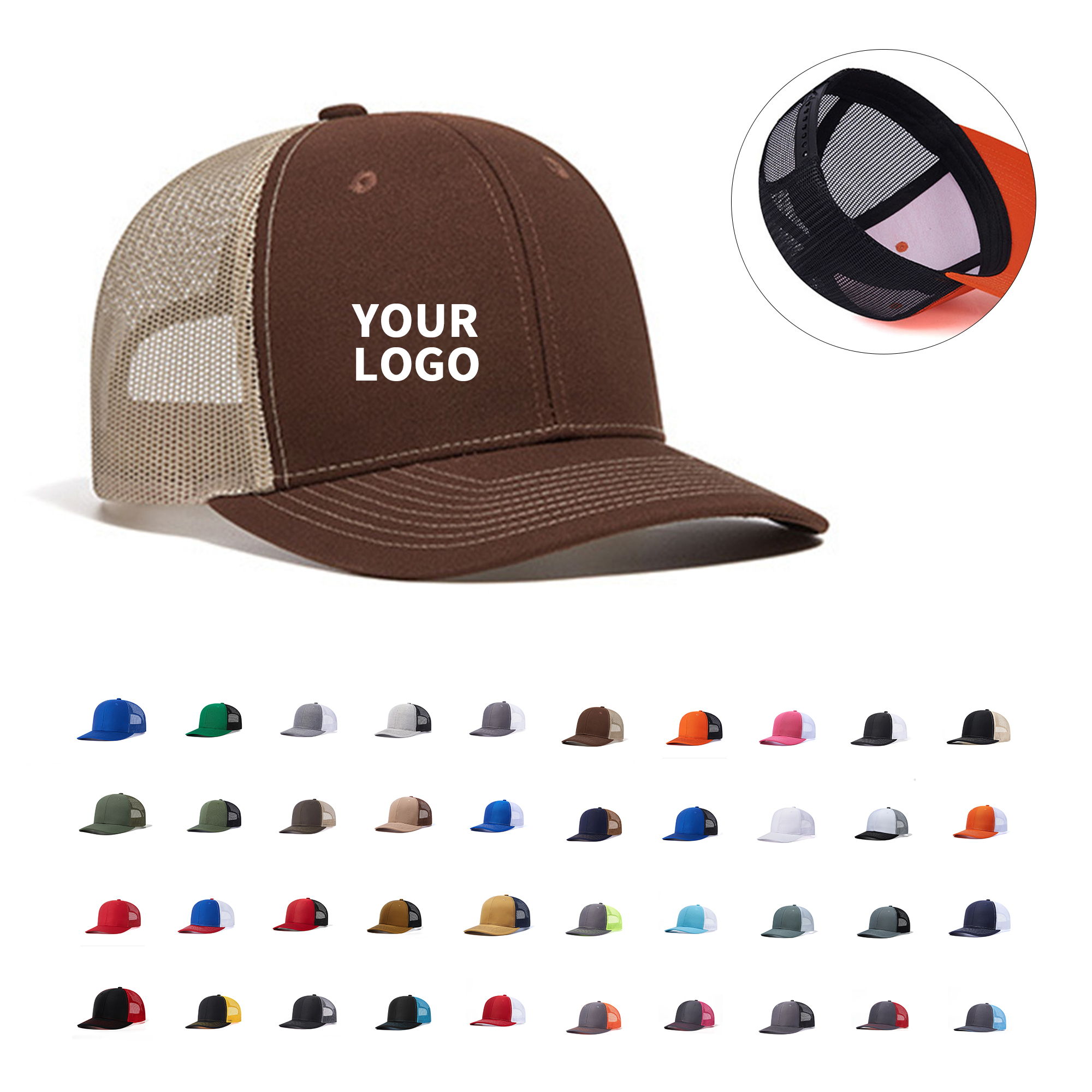 Brushed Cotton Mesh Trucker Cap Adjustable Fit 11