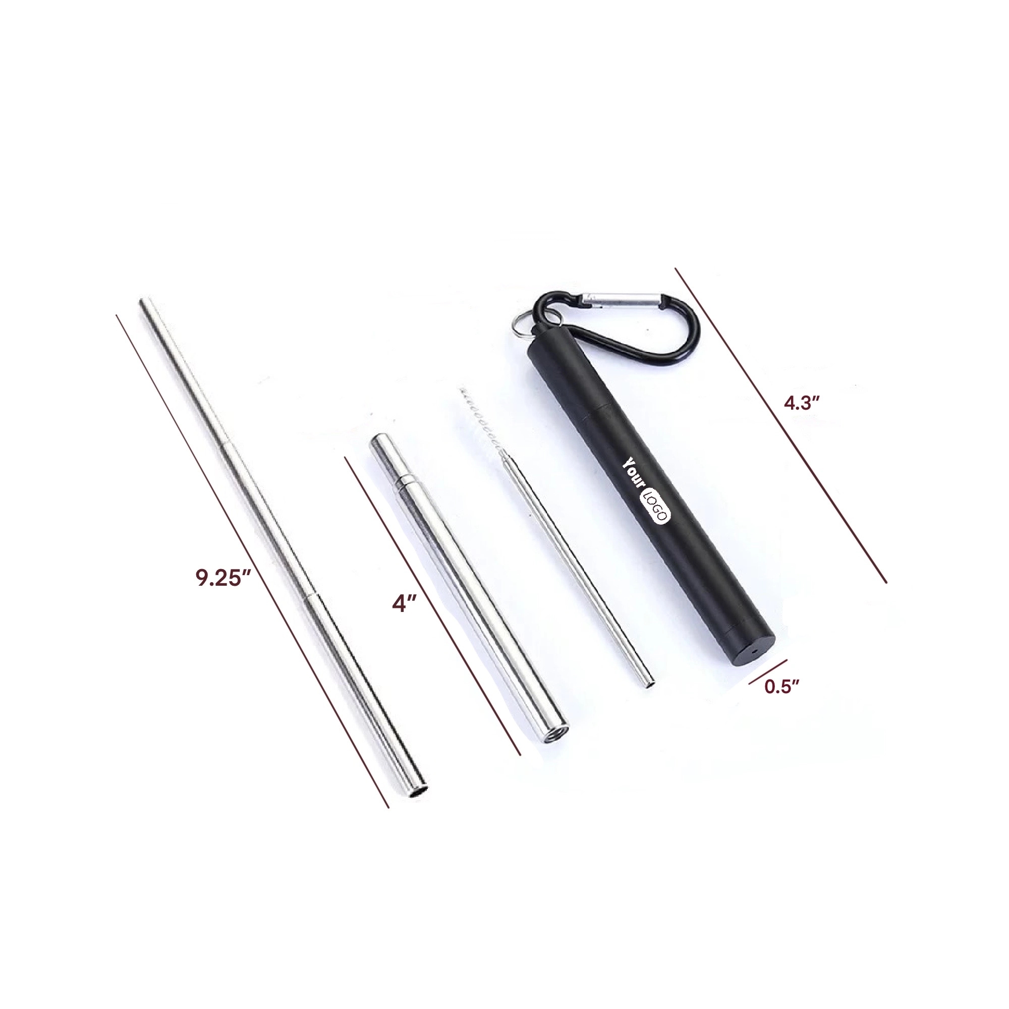 Telescopic Stainless Steel Straw Kit MOQ 50PCS