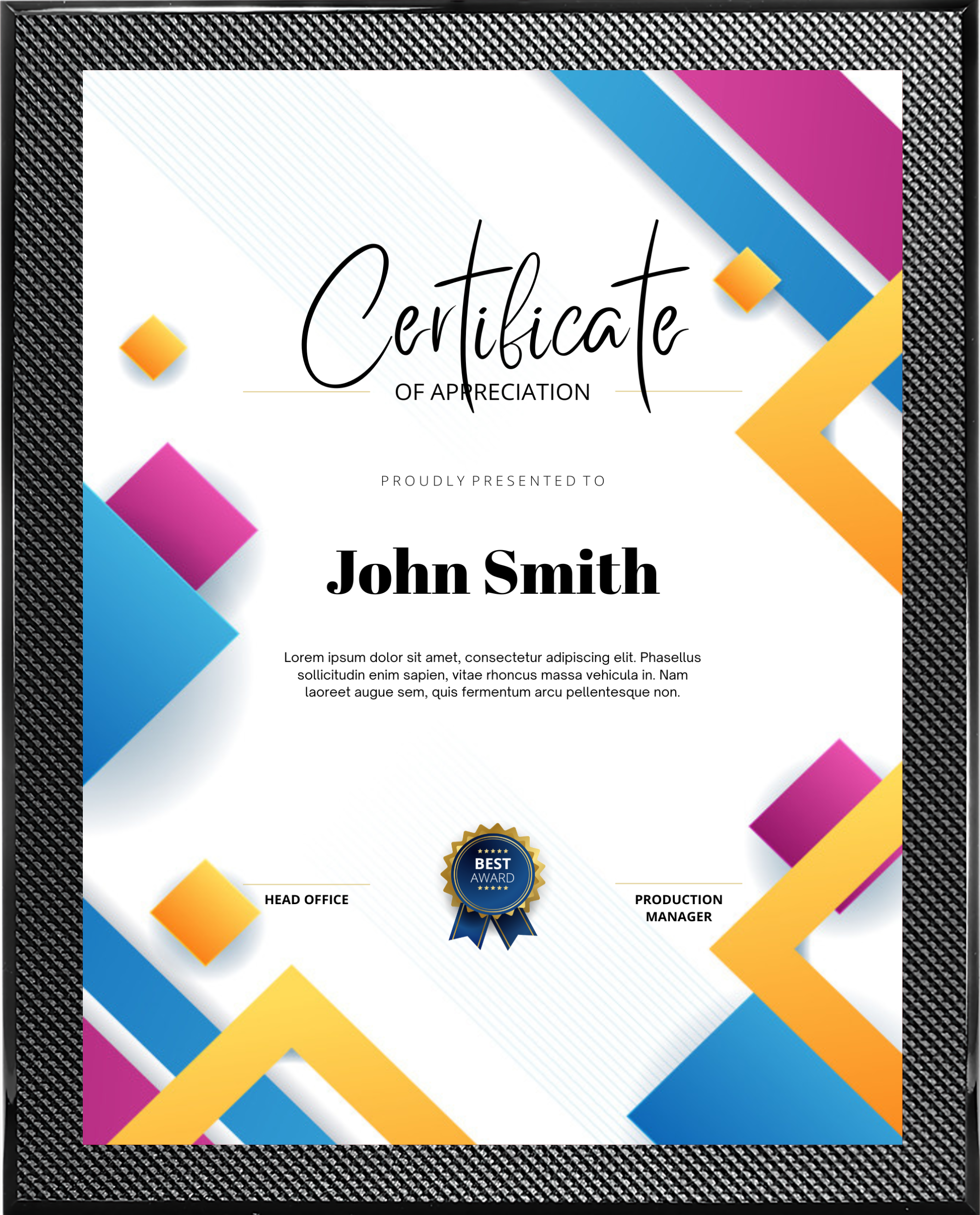 Piano Carbon Fiber Plaque w/Full Color Sublimated Plate 2