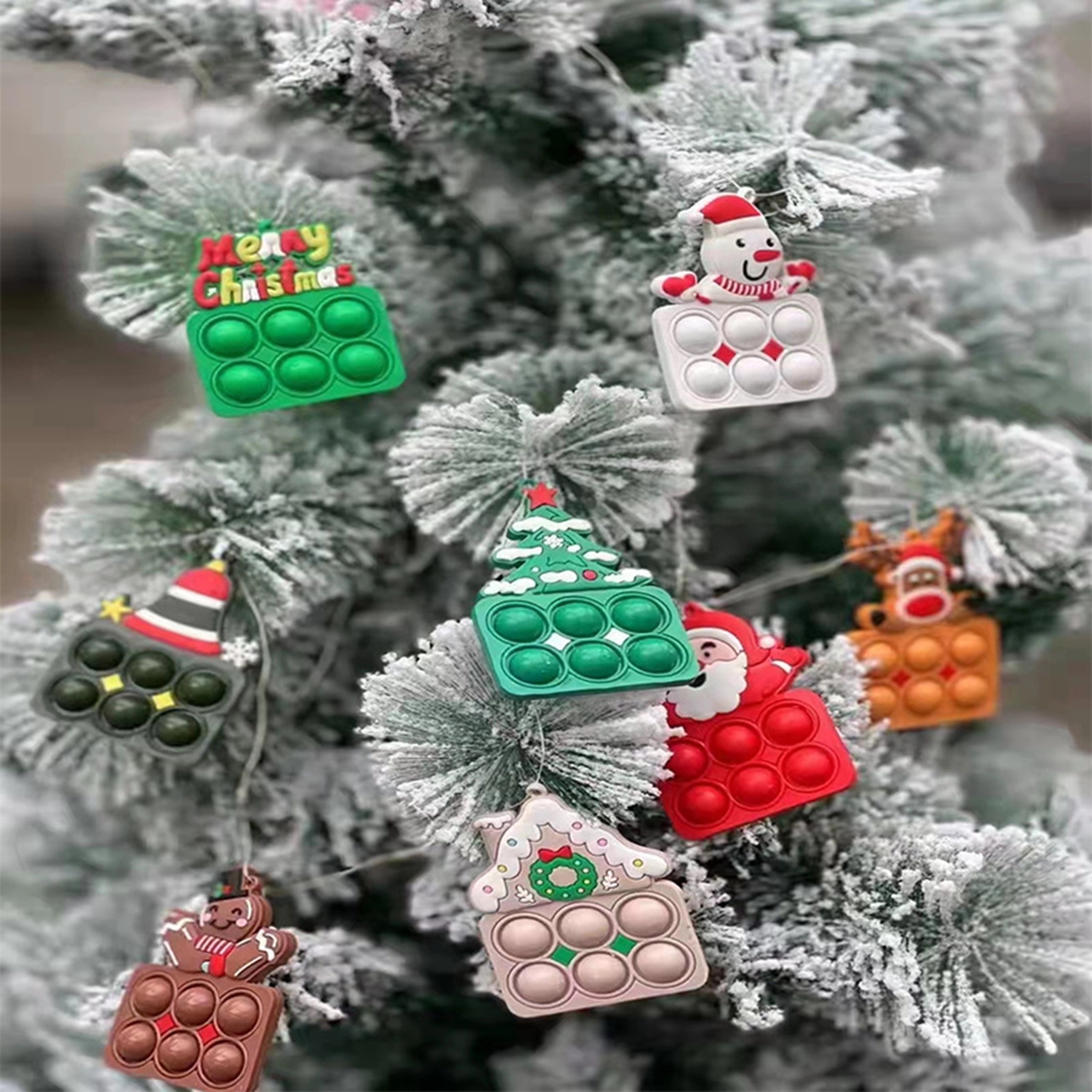 Christmas series Push Bubble Sensory Fidget Toy Keychain 4