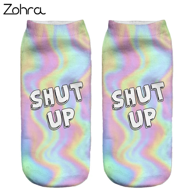 Zohra Neon 3D Printing Women's Low Cut Ankle Sock 1
