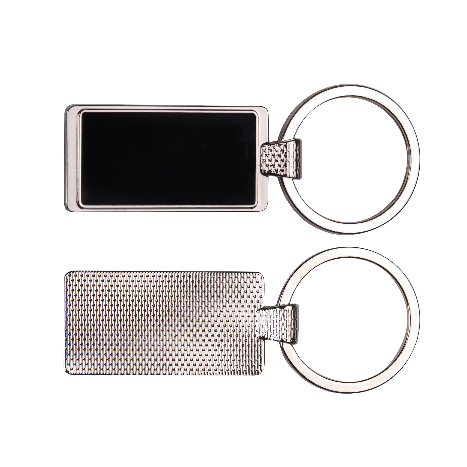 RECTANGLE METAL KEY CHAIN W/ DARK REFLECTIVE CENTER 3