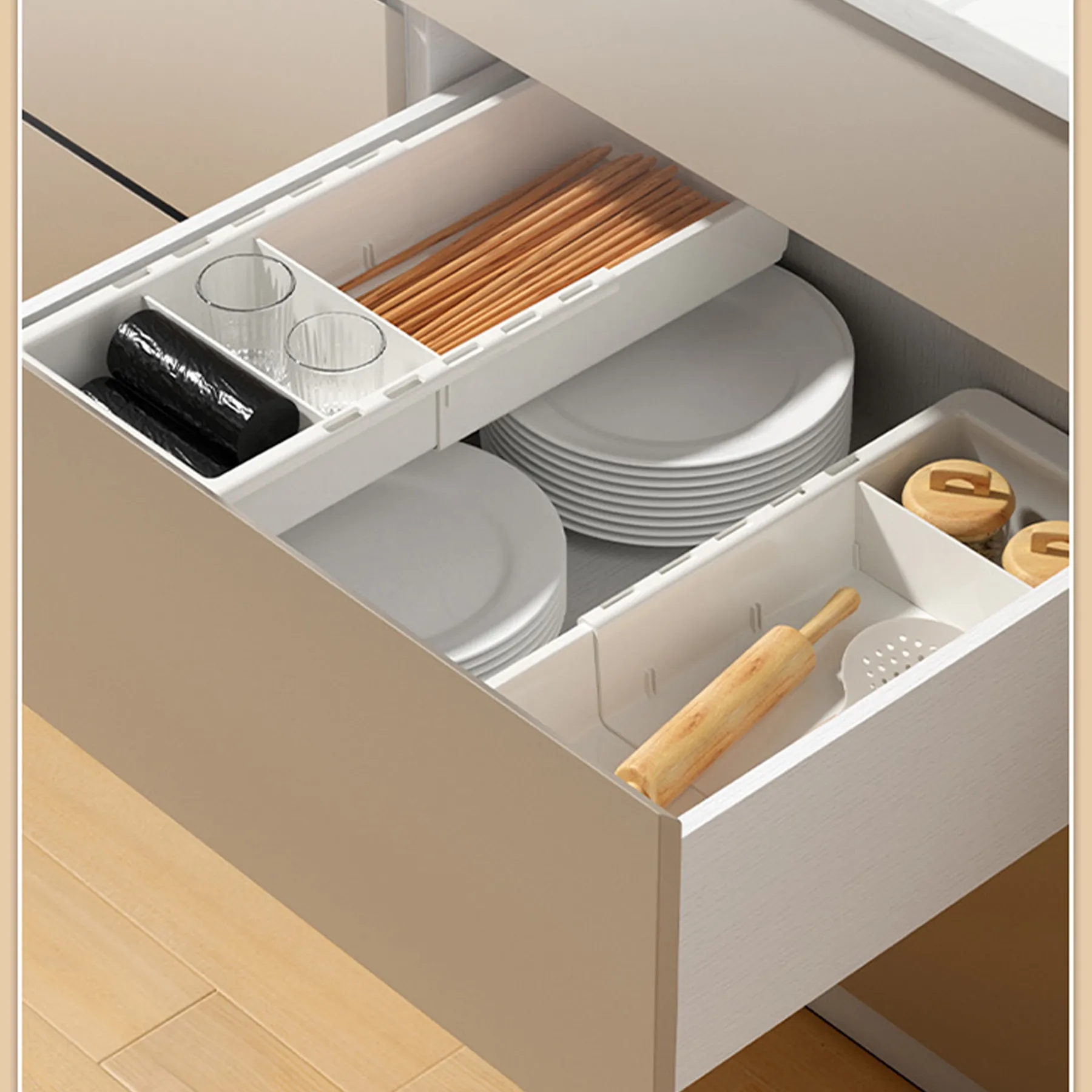 Plastic Retractable Divider Storage Basket 2